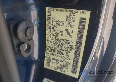 2007 Nissan Frontier Nismo Off Road из США, поврежденный, VIN 1N6AD06U97C460704